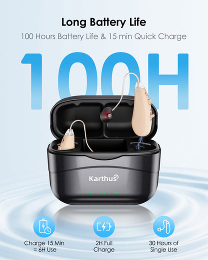 Karthus OTC Rechargeable Hearing Aids for Seniors – Digital RIC Amplifiers